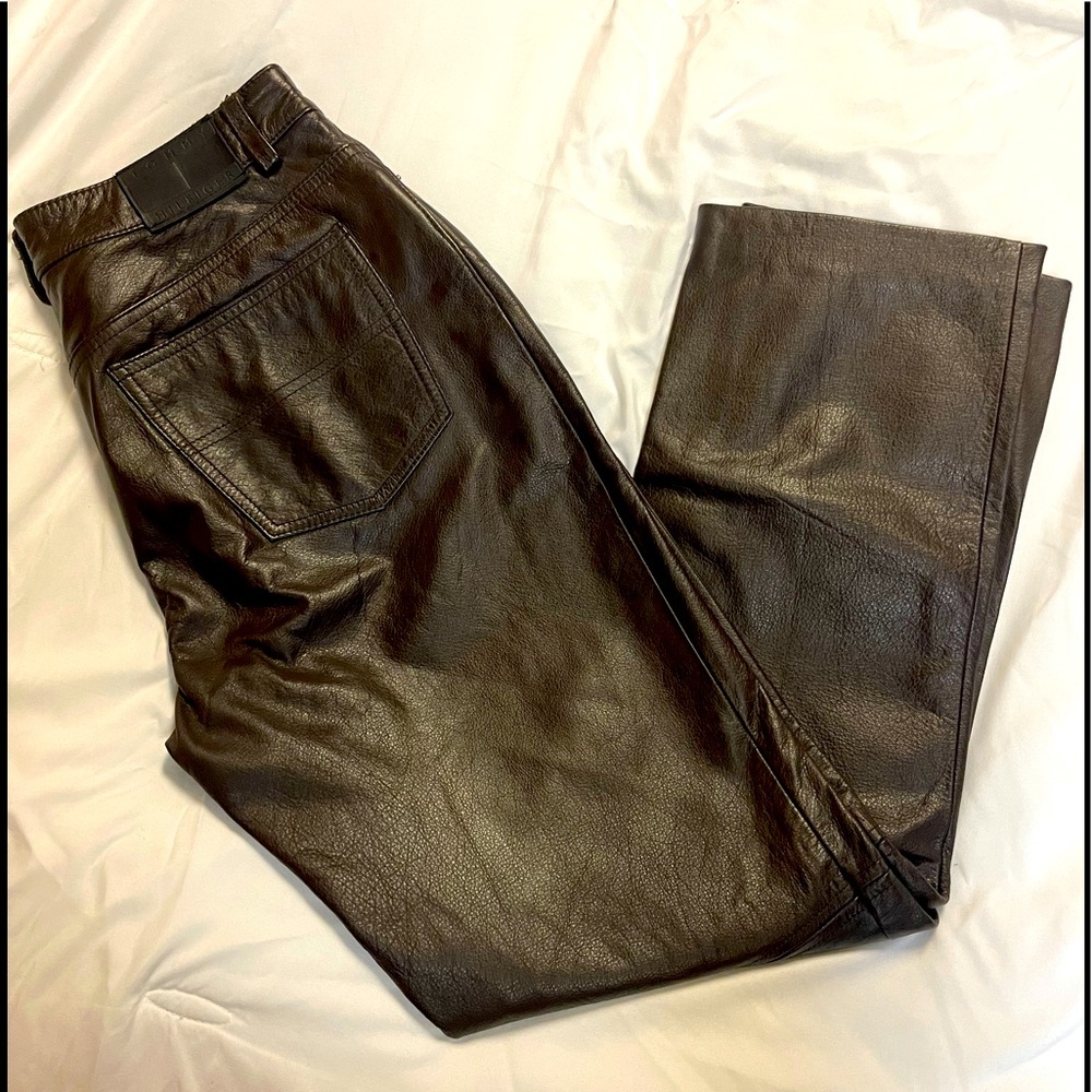 Tommy Hilfiger Vintage Leather Brown Jeans EUC